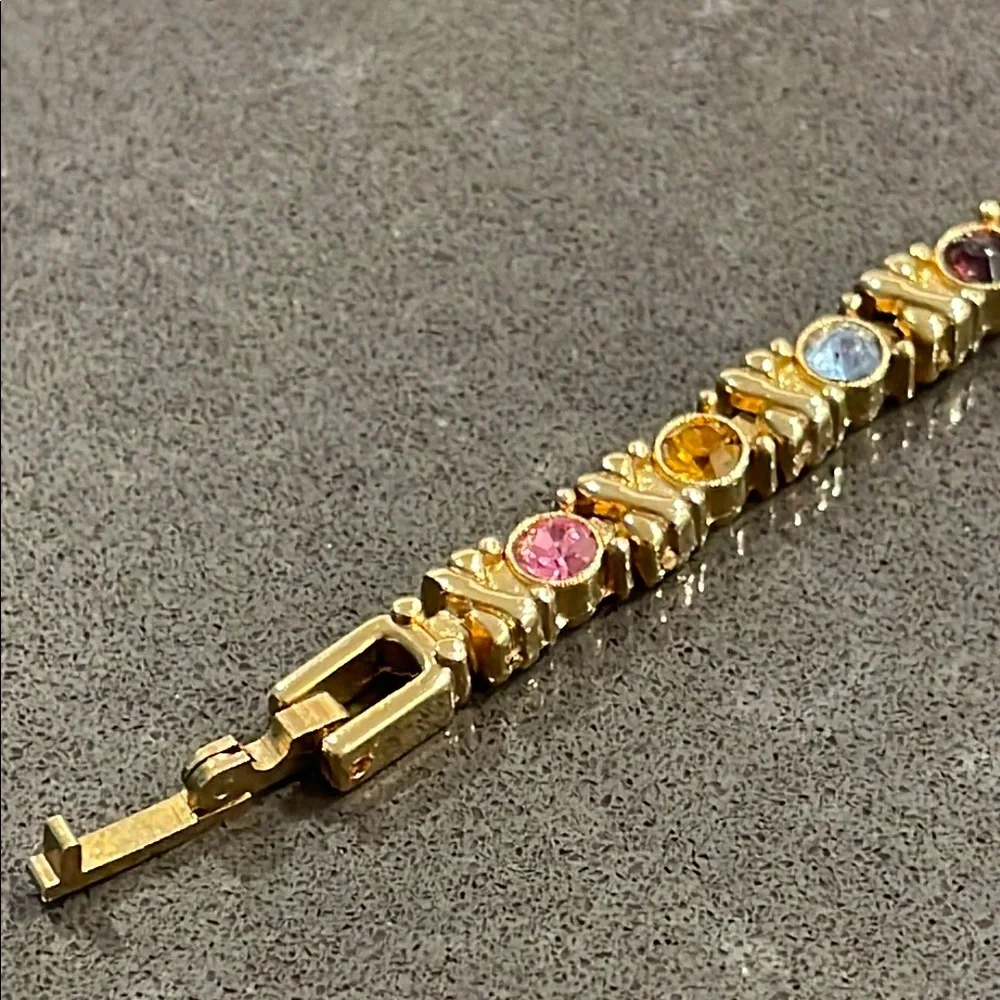 Gold Tone Multicolor Rhinestone Bracelet